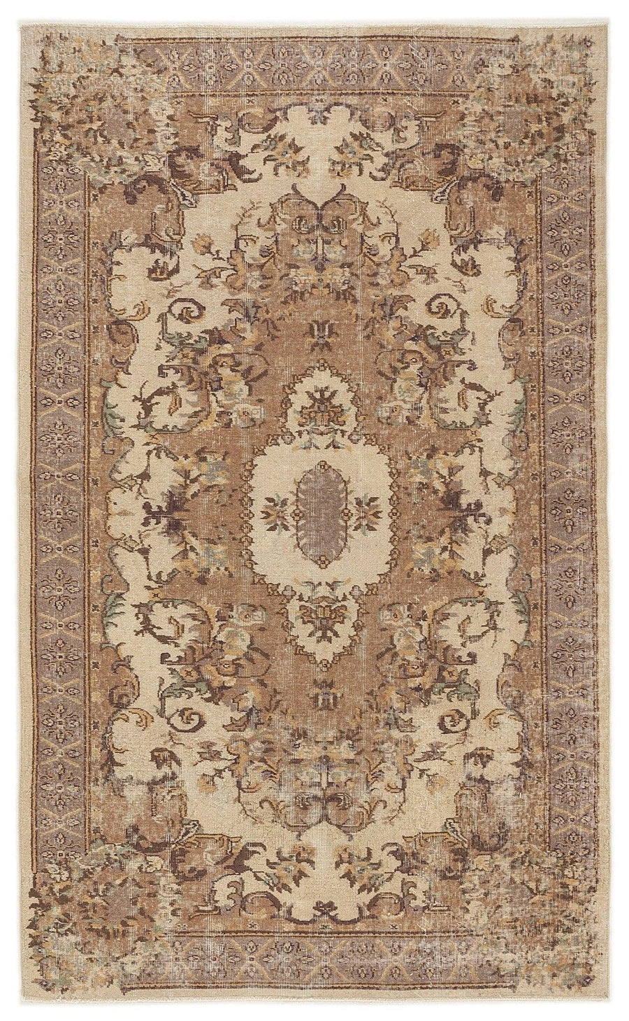 Bej Anadolu Eskitme Geometrik Yün Halı 167x276 - Özel Seri