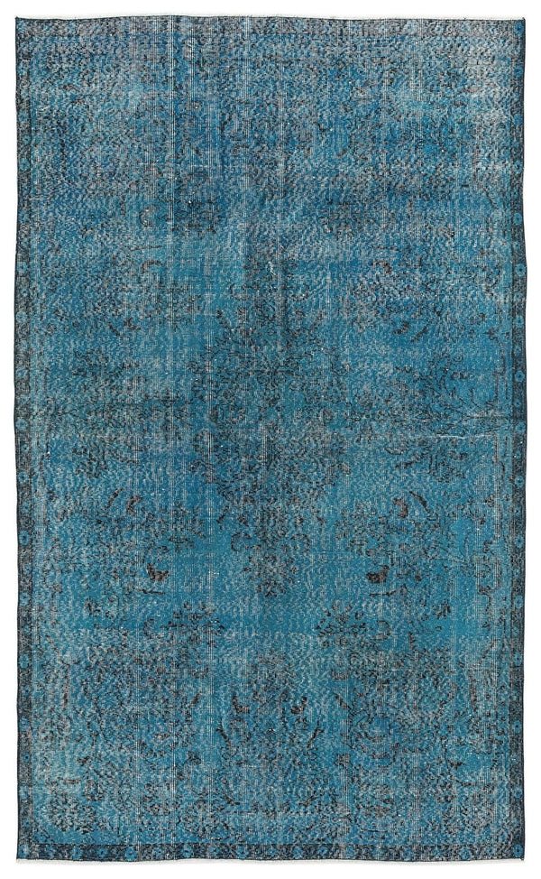 Krem Lacivert Bohem Eskitme Yün Halı 180x300
