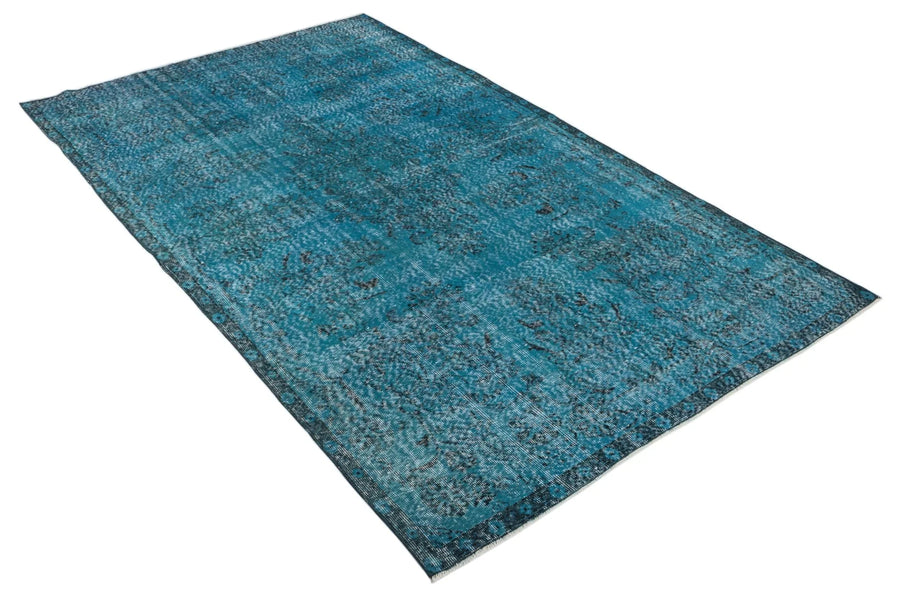 Krem Lacivert Bohem Eskitme Yün Halı 180x300