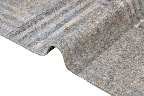 Gri Krem Geometrik Minimalist Halı - Yıkanabilir - Kaymaz Taban - Pati Dostu