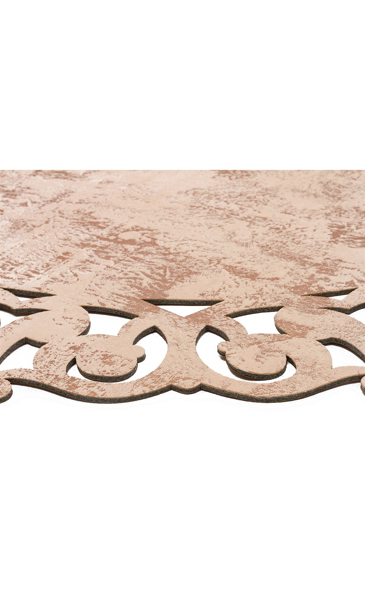 Bej Krem Dekoratif Düz Deri Halı - Yıkanabilir - Kaymaz Taban - Pati Dostu