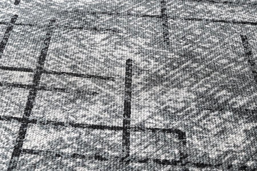 Antrasit Beyaz Geometrik Minimalist Halı - Yıkanabilir - Kaymaz Taban - Pati Dostu