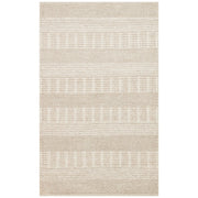 Vomp Bej Çizgili Naturel Kazak Örgü Desenli El Dokuma Örgü Halı Eko