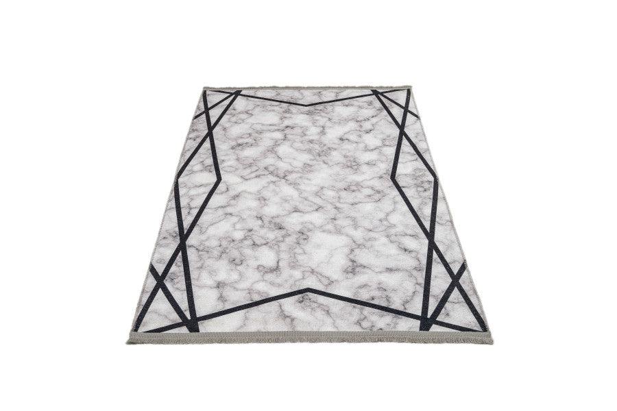 Schiedam Gri Mermer Pamuk ve Şönil Dijital Baskı Halı Pia Monte